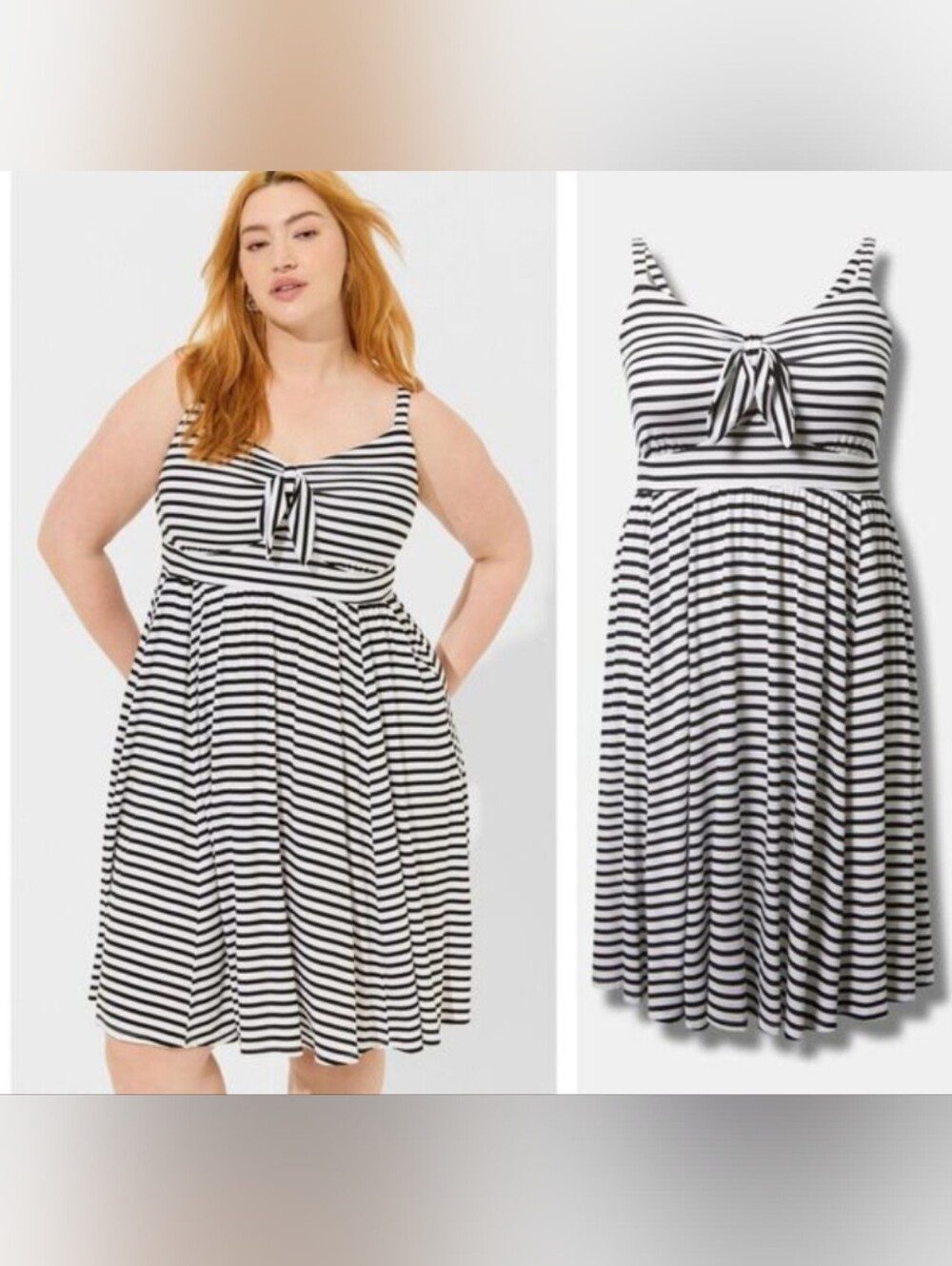 Torrid NWT Super Soft Tie Front Knee Length Skater Dress, Size 0 (12)